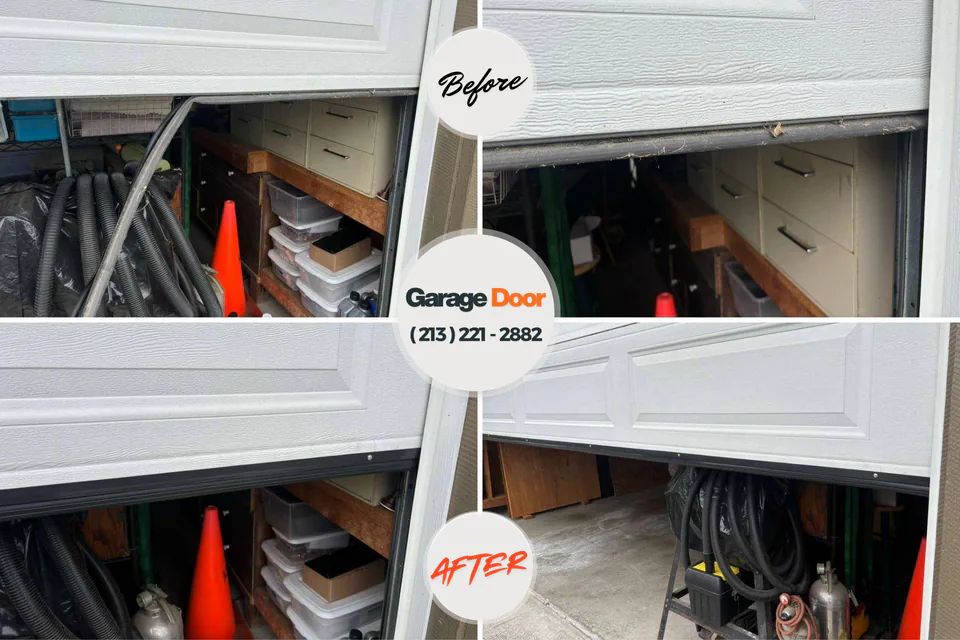 Before and after: garage door spring repair Momence, IL
